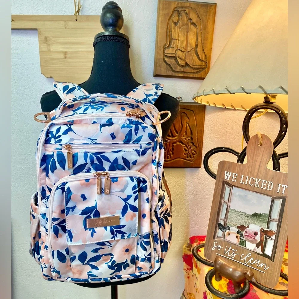 JuJuBe Be Right Back Multi-Function Diaper Backpack Whimsical Watercolor Floral